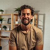 A man with curly hair smiling for the camera.