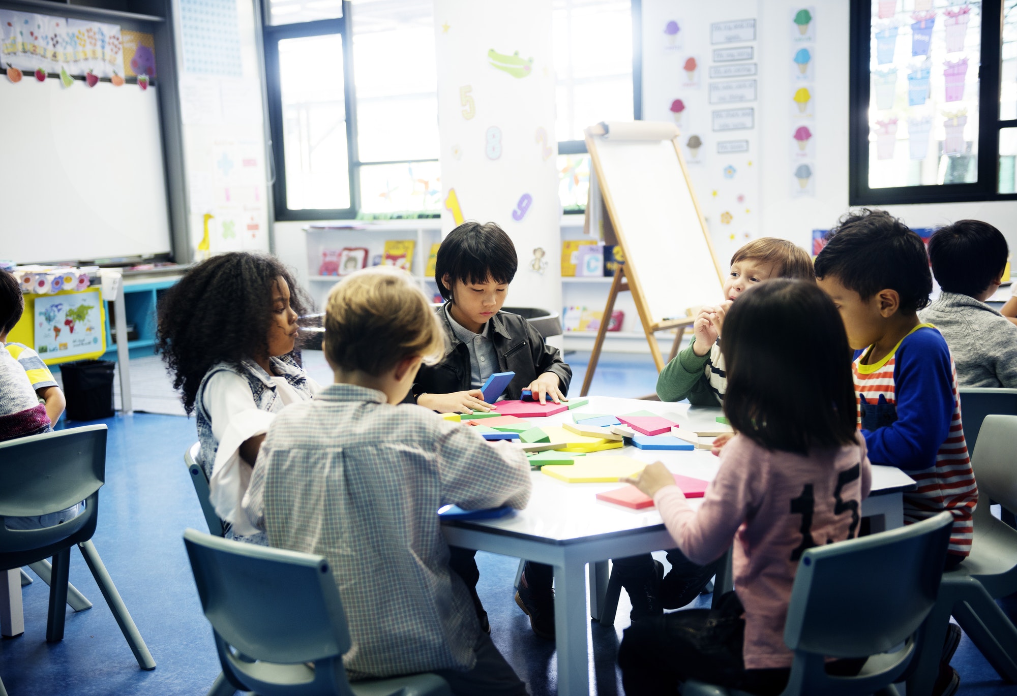 Group of diverse students at daycare