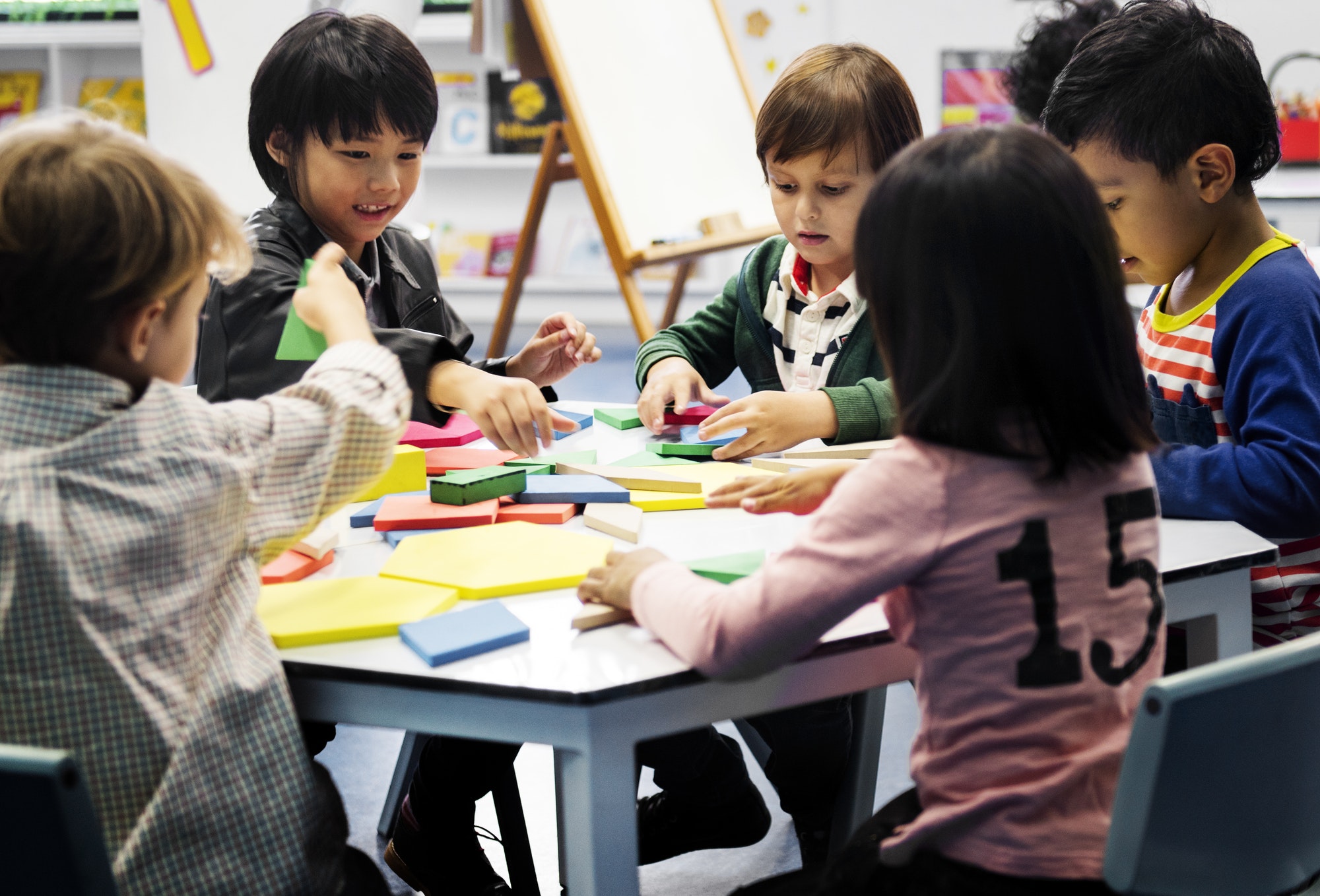 Group of diverse students at daycare