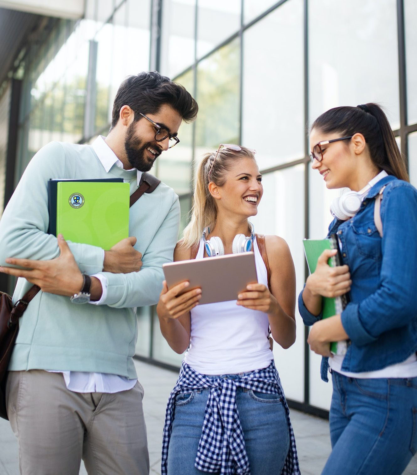 Students with books